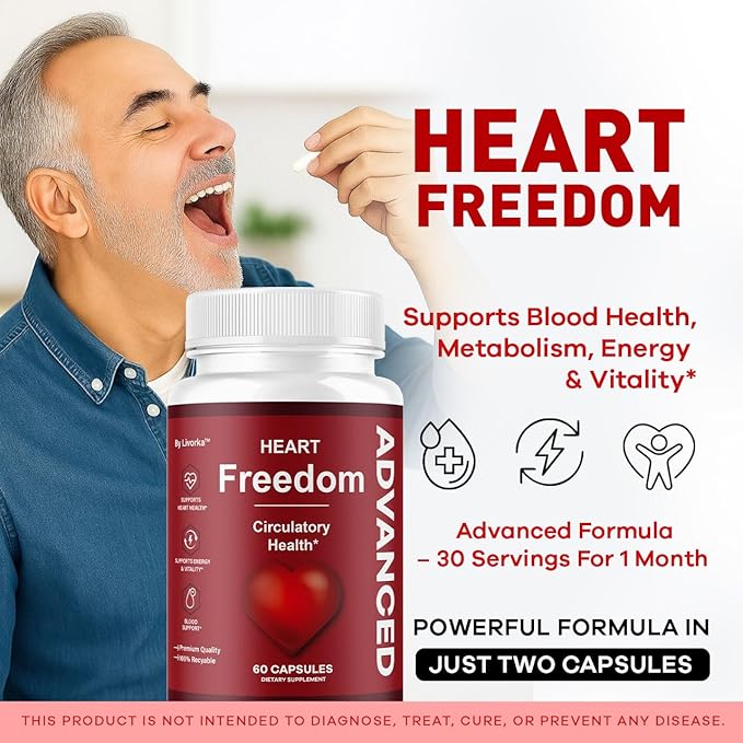 Heart Freedom - Heart Freedom Capsules, Official Pills All Natural Ingredients - Maximum Strength, Premium Advanced Formula Support Health & Wellness, 60 Capsules for 1 Month