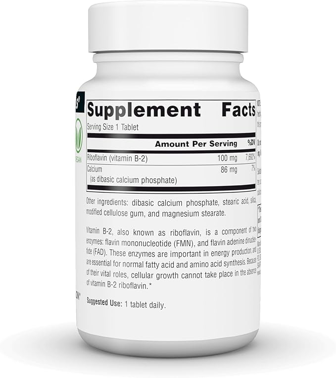 Source Naturals Vitamin B-2 Riboflavin 100 mg Supports Energy Production - 100 Tablets