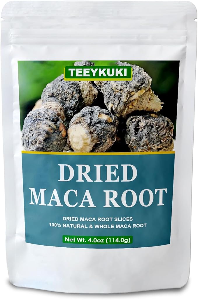Natural Premium Black Maca Root Slices, Cut & Sifted, 4.0oz(114.0g), Premium Grade Dried Maca Root Slices, Non-GMO