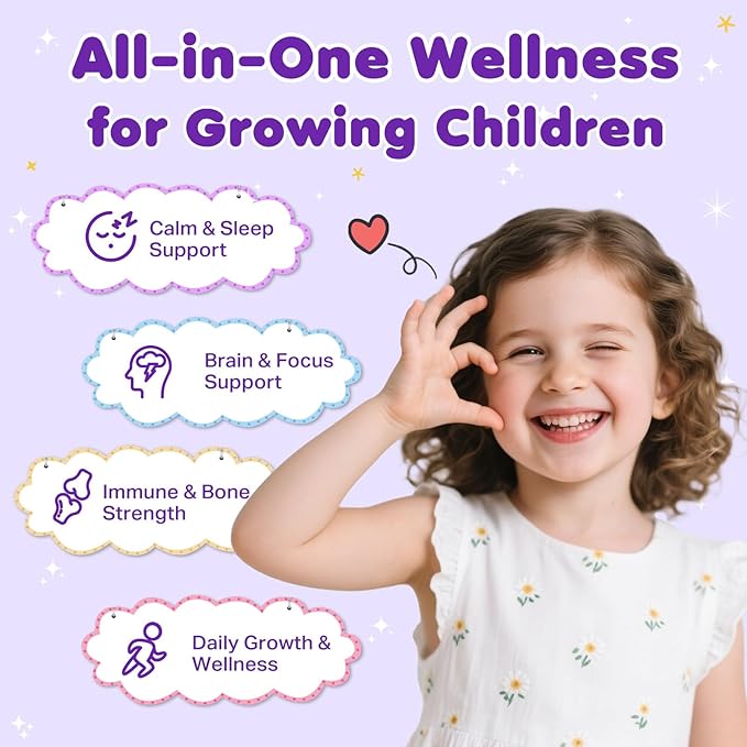 2 Pack Magnesium Glycinate Liquid for Kids - Magnesium Bisglycinate Drops with L-Theanine, Chamomile & Vitamin B6, B12, C, D3 for Sleep, Relaxation, Immune Support, Calm & Focus - 4 Fl Oz, Mixed Berry