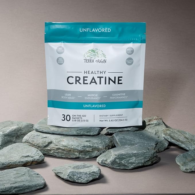 TERRA ORIGIN Healthy Creatine Micronized Monohydrate Powder | 30 Stick Packs | Support for Muscle and Cognitive Performance* | Supplement for Women and Men | Unflavored, Gluten Free, Zero Sugar