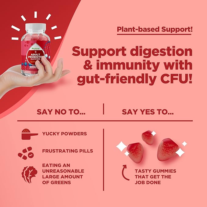 Healthy Gut Probiotic Gummies for Adults - Organic Probiotics for Gut Health Upset Stomach Relief and Immune Support - Digestive Health Chewable Probiotic Gummies for Women and Men - 5 Billion CFU