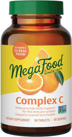 MegaFood Complex C - Vegan Vitamin C Immune Support Supplement, Vitamin C Supplement Made with Real Food Including Orange, Cranberry & Brown Rice, Gluten-Free - 90 Tablets, 90 Servings
