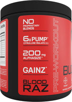 Bucked Up Pre Workout 6 Grams Citrulline, 2 Grams Beta Alanine, and 3 Other Registered trademarked Ingredients (Red Raz)