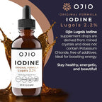 Lugols Iodine Solution 2% - 1 Year Supply - High Potency Liquid Oral Iodine Drops with Superior Absorption – Improves Overall Health & Energy for Women, Men, Kids - 2 fl Oz (Pack of 1)