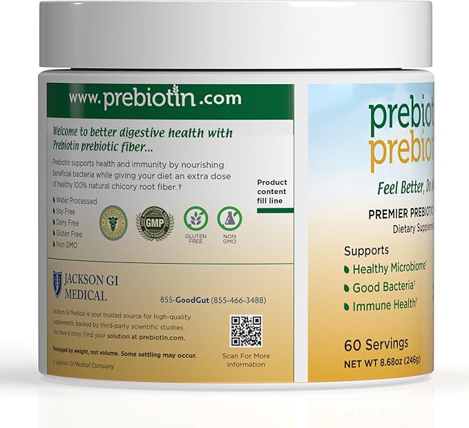 Prebiotin Prebiotic Fiber Supplement Powder – 8.68 oz – Supports Digestive Health – High Fiber, Boosts Probiotics, Reduces Hunger – All-Natural, Gluten-Free
