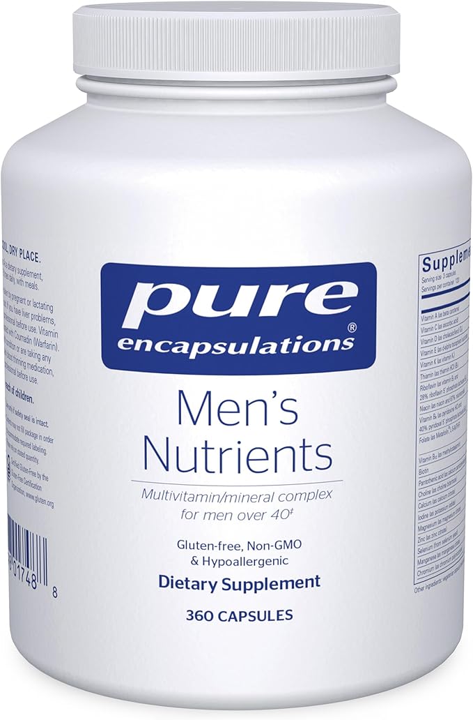 Pure Encapsulations Men's Nutrients - Multivitamin Mineral Supplement to Support Energy, Endurance & Stamina in Men Over 40* - Vitamin D & Vitamin C - Gluten-Free & Non-GMO - 360 Capsules