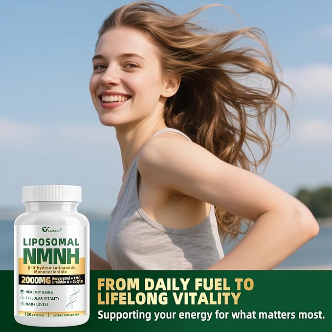NMNH Supplement 2000mg, Liposomal Nicotinamide Mononucleotide Alternative for NAD+ and Healthy Aging - with Resveratrol, Urolithin A, TMG, CoQ10 - 120 Capsules (β-Dihydronicotinamide Mononucleotide)