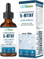 Kids L-Methylfolate B12 Drops 5-MTHF, Active Methylated B9 & B12 Supplement for Children, Supports Cognitive Brain Focus, Mood & Energy - Bioavailable Liquid Formula - Natural Flavor