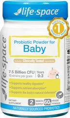 Life-Space 60 Grams, for 0-36 Month Baby, 7.5 Billion CFU & Multi Strain, Balance Microflora, Supports Digestive Health & Nutrient Absorption & Immunity, No Refrigeration Probiotic Powder for Baby