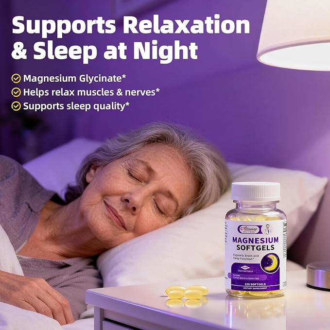 Magnesium Glycinate 400mg Softgels, Small Easy to Swallow High Absorption Magnesium Supplement, with Vitamin D3 & K2 for Sleep Relax Calm Muscle Bone* Health, 120 Gelcaps