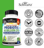 BioSchwartz Daily Probiotic Nutritional Supplement - 40 Billion CFU for Gut Health - Probiotics for Men and Women - Digestive Health with Astragalus & Lactobacillus - Shelf Stable - 120 Count