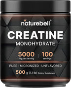 NatureBell Creatine Monohydrate Powder - 500g - Micronized Powder - Delivers 5,000mg Creatine Per Serving - Pre-Workout or Post-Workout Support* - Vegan & Keto Friendly - Unflavored