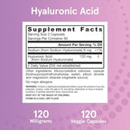 Jarrow Formulas Hyaluronic Acid 120 mg, Dietary Supplement, Skin Health Support, 120 Veggie Capsules, Up to 60 Day Supply, Pack of 12