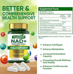 NAD+ Supplement 2000 mg - 120 Capsules True NAD+ & Resveratrol, NMN Alternative Supports Anti-Aging, Cellular Energy & Repair, Metabolism & Brain Boost for Men & Women