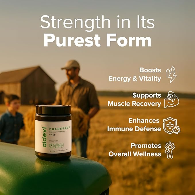 Bovine Colostrum Powder, Grass-Fed & Pasture-Raised, Made in USA, cGMP, High IgG, Unflavored, Mixes Easily, Gut & Immune Support, Third-Party Tested, 30 Servings