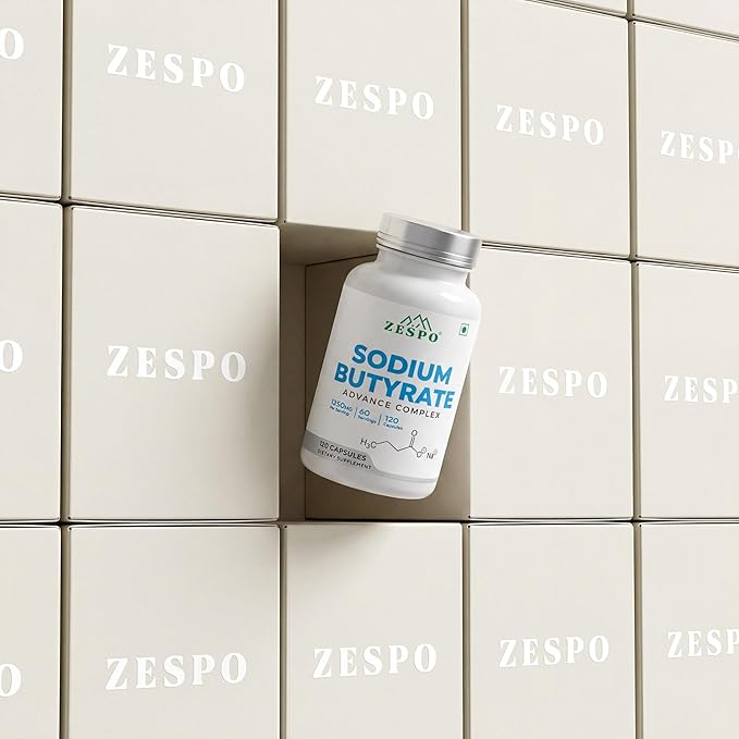 Zespo Sodium Butyrate 1000 mg (1350 mg Advanced Complex) – Micro-Encapsulated Butyrate with Tributyrin, Calcium BHB & Baobab 120 Vegan Capsules (60 Servings)