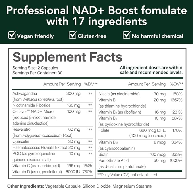 CELFULL NAD+ Supplement for Immune Support Anti-Aging Boost Energy& Chronic Fatigue Supplements