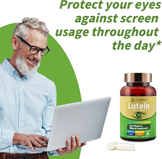 Lutein Eye Vitamins Supplement for Adults - 90 Capsules, Supports Eye Health with Zeaxanthin, Zinc, Vitamins C & E, Vegan Formula for Blue Light Protection & Macular Support (1)
