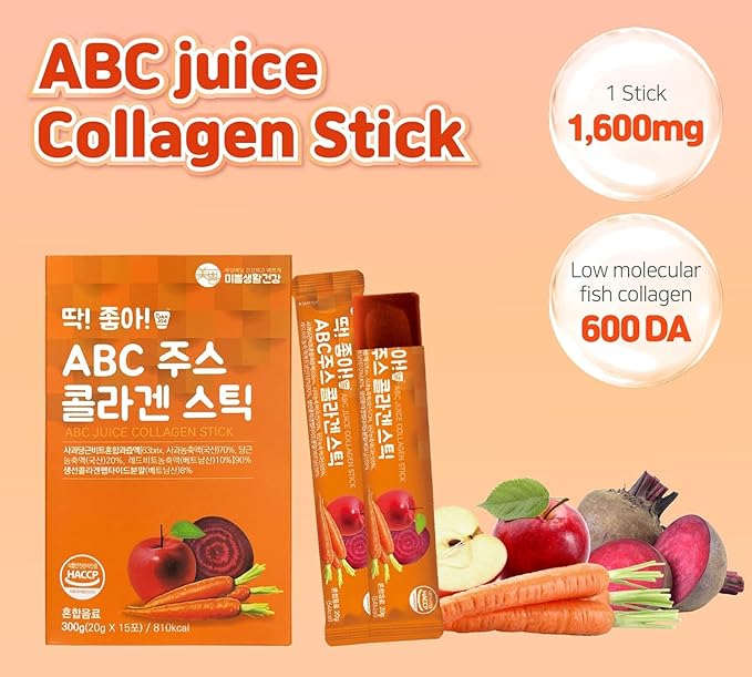 ABC Juice Collagen Jelly Stick 20g * 15 Stick 1,600mg Low Molecular Fish Collagen