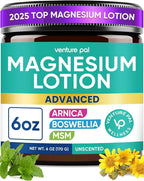 Magnesium Lotion with Arnica, MSM & Boswellia – Cooling Magnesium Cream – Lightweight Moisturizing Lotion for Legs & Feet – Safe for Kids – 6 fl oz