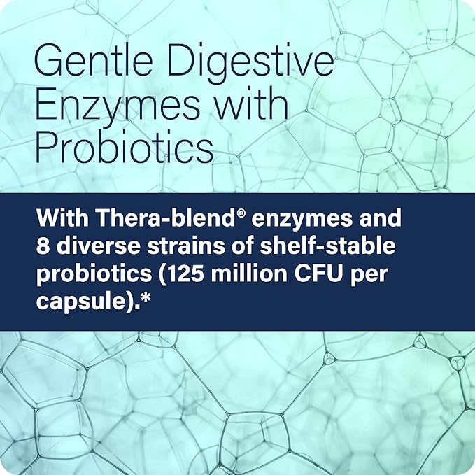 Enzyme Science - Complete Digestion, Full Support for Digestive Health and Help Reducing Gas, Bloating, Indigestion, and Irregularity with 125 Billion CFU Probiotics, Vegetarian, 90 Capsules