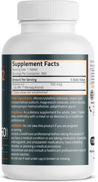 Bronson Vitamin K2 MK-7 100 MCG, K2 as MK7 Menaquinone, Bone Support, 360 Tablets