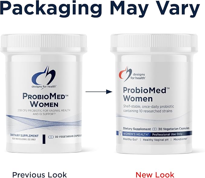 Designs for Health ProbioMed Women - Vaginal Probiotics to Support pH Balance, Vaginal Comfort, Immune Health & Gut Health for Women - Dairy-Free Probiotic (30 Capsules)