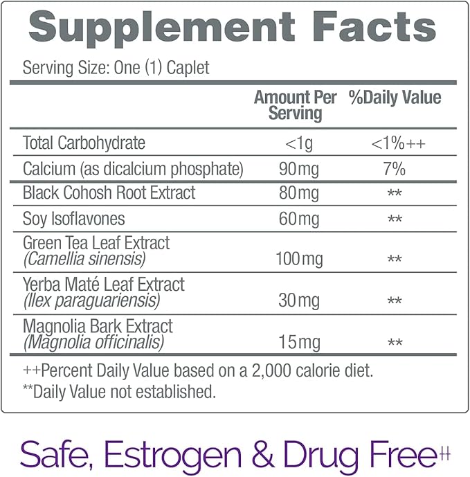 Estroven Stress Relief & Energy Boost for Menopause Relief - 28 Ct. - Clinically Proven Ingredients Provide Stress & Energy Support + Night Sweats & Hot Flash Relief - Drug-Free and Gluten-Free