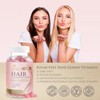 Hair Vitamins Gummies - Sugar Free Hair Growth Support Gummy with Biotin 5000 mcg Per Serving, Vitamin A, B12, C, D, E, Folic Acid - Supports Strong Beautiful Hair and Nails, Vegetarian - 120 Gummies