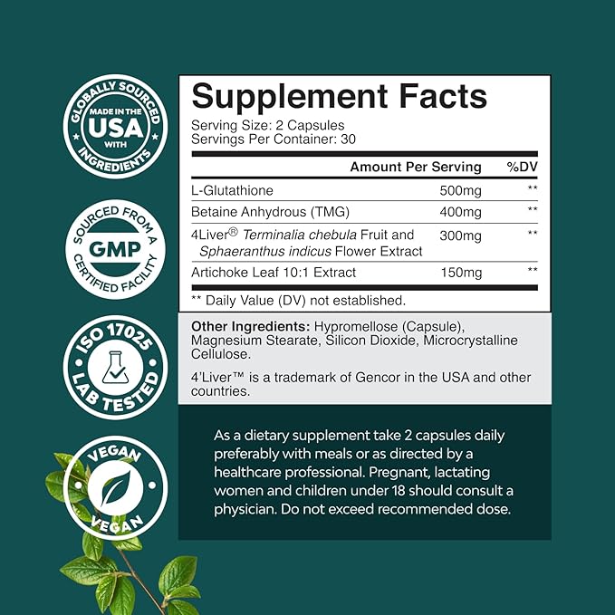 Pro Liver Support Supplement - 2X More Effective Than Milk Thistle - Advanced Liver Health Supplement with Clinically Tested 4’Liver Cleanse Detox & Repair Support - 60 Count (Pack of 2)
