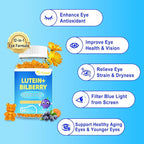 20mg Lutein & Zeaxanthin Gummies with Bilberry, Astaxanthin, Omega 3, Vitamin C, E - Sugar Free Eye Health Supplement for Adults & Kids - Dry Eye Relief, Vision Clarity, Macular Support