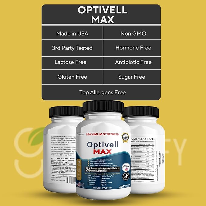 Optivell MAX Eye Health Supplement, 24 Premium Vision Vitamins & Minerals, 60 Capsules, 30 Day Supply (2)