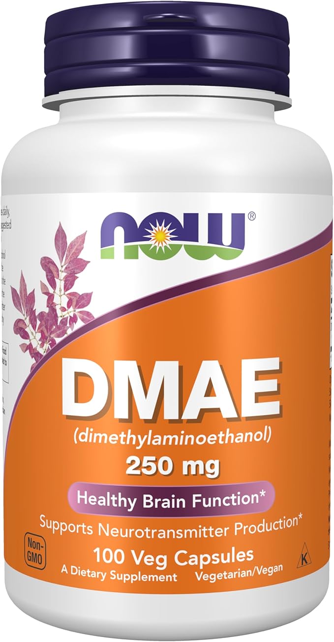 NOW Supplements, DMAE (Dimethylaminoethanol) 250 mg, Healthy Brain Function*, 100 Veg Capsules