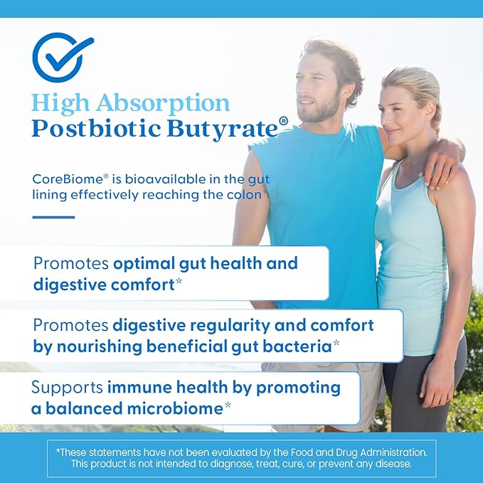 Doctor's BEST High Absorption Postbiotic Butyrate Featuring Corebiome, Gut & Immune Health, Non-GMO, Gluten Free, Soy Free, Vegan, 30 Liquid Veggie Caps