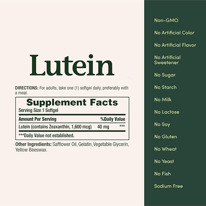 Nature's Bounty Lutein Pills, Eye Health Supplements and Vitamins, Support Vision Health, 40 mg, 30 Softgels (Pack of 3)