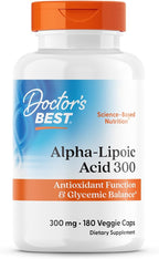 Doctor's Best Alpha Lipoic Acid Supplement 300mg - Alpha-Lipoic Acid Caps for Men & Women, ALA Antioxidant Support for Nerve Health, Aids in Cellular Function, Non GMO, Gluten Free - 180 Veg Capsules