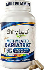 Shiny Leaf Methylated Bariatric Multivitamin with Iron 45mg – Once Daily Capsule, Made in USA, ASMBS Compliant Bariatric Vitamins for Gastric Bypass & Gastric Sleeve, for Men & Women – (90 Count)