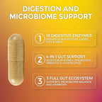 Gut Harmony Plus - Complete Probiotic Prebiotic Postbiotic & Digestive Enzyme Complex Supplement – Gut Health, Digestion, Microbiome Balance & Wellness for Women & Men – 60 Capsules