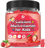Sugar Free Calcium Multivitamin Gummies for Kids with Methyl B12 & Methylfolate, Calcium, Vitamins C, D, A, B1, B2, B6, Biotin, Magnesium, Zinc, with Nutritional, Immune, Bone Support, 60 Ct