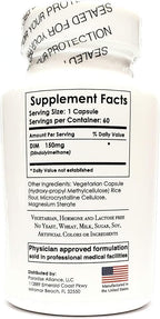 DIM (Diindolylmethane) 150mg Hormone Support, Vegetarian Capsules