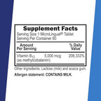 Superior Source No Shot Methylcobalamin B-12 5000 mcg - Vitamin B-12 to Support Energy Production, Brain Health & Overall Wellness - Sublingual Tablets for Fast Absorption - 60 Dissolving Tablets