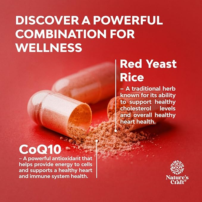 Bundle of Red Yeast Rice with CoQ10 Supplement - Advanced Healthy Heart & Cholesterol Levels and High Absorption Magnesium Sleep Supplement - Rest Support Magtein L-Threonate & Apigenin Theanine