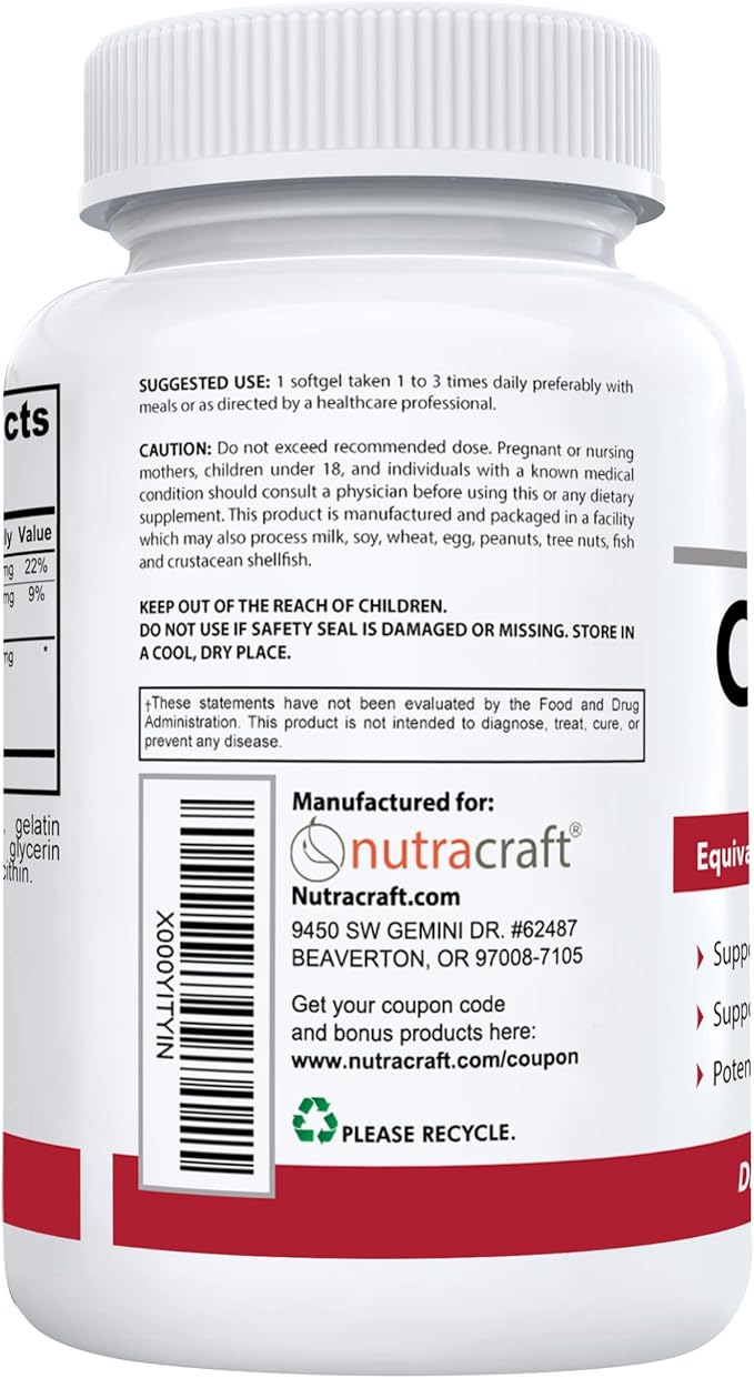 Nutracraft Cranberry Concentrate with Vitamin C & E | Urinary Tract & Bladder Support Supplement | 60 Softgels