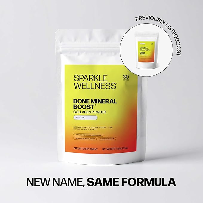 Sparkle Wellness FORTIBONE Bioactive Collagen Peptides | Collagen Powder Supplement with Nutra C Buffered Vitamin C for Bone Health | Bone Mineral Boost (No Flavor) [30 Serves] (Pack of 2)