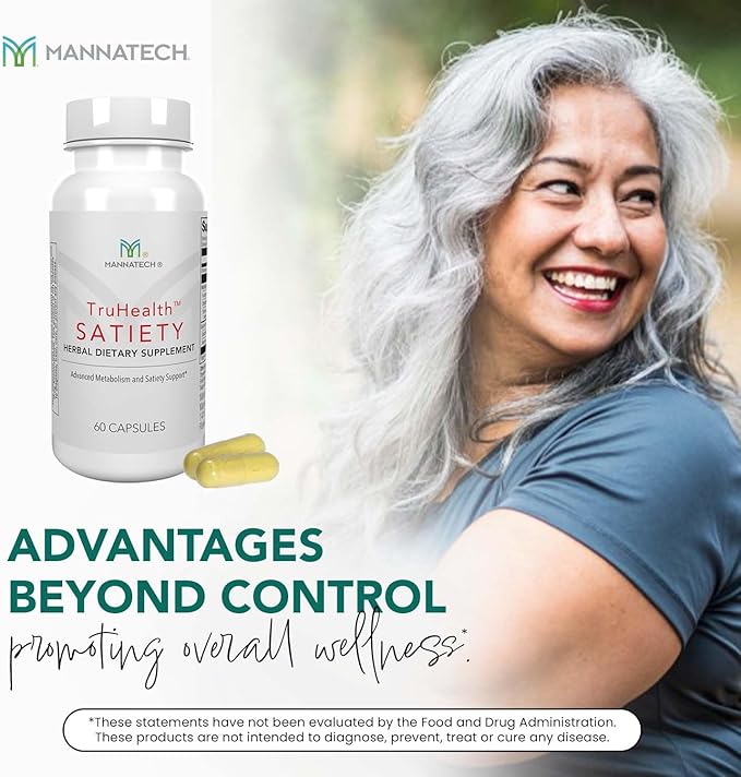 Mannatech - TruHealth Satiety - Encourages Mindful Eating & Balanced Habits, Gut Health Formula with MetaboBiome Blend & Chromium - 60 Capsules