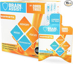 Cover Three Brain Assist Brain Supplement, Nutritional Focus Supplement with Curcumin, Uridine, Orange Slice Liquid Brain Support Formula, High Performance Memory Supplements