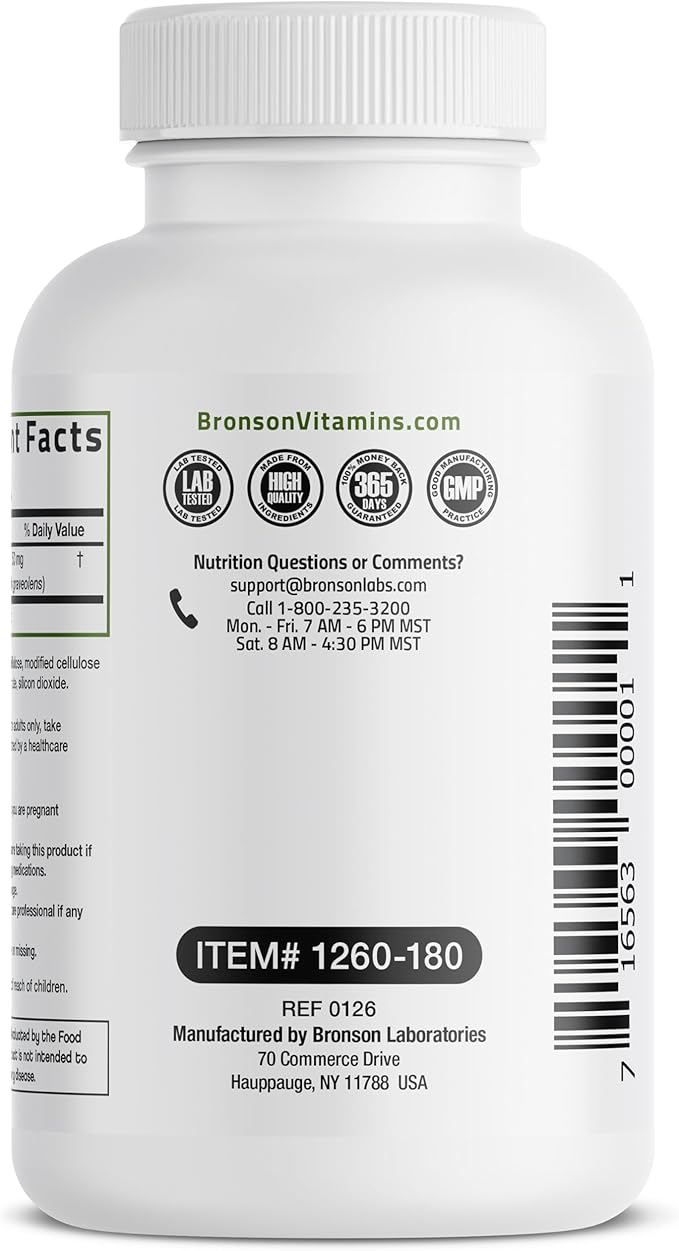 Bronson Apigenin 50mg Apium Graveolens Once Daily Formula, 180 Vegetarian Capsules