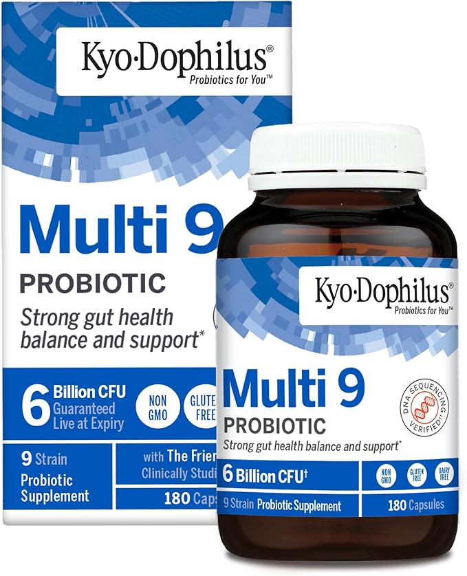 Kyolic Kyo-Dophilus Multi 9 Probiotic, Strong Gut Health Balance and Support*, 180 Capsules