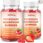 Potassium Magnesium Gummies – High Absorption Magnesium Glycinate – Magnesium Potassium Supplement Gummies with Vitamin B6, D3, B12 for Muscle Support, Sugar-Free Strawberry Flavor, 120 Count
